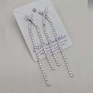 Swarovski Elements Silver Dangle Earrings Swarovski Crystals Prom Bridal Formal